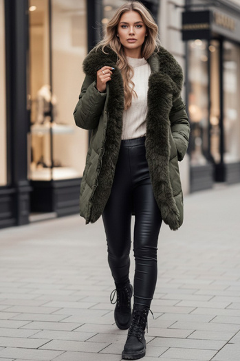 Női télikabát MORISIO hosszú steppelt kapucnival zöld Dstreet TY4671z