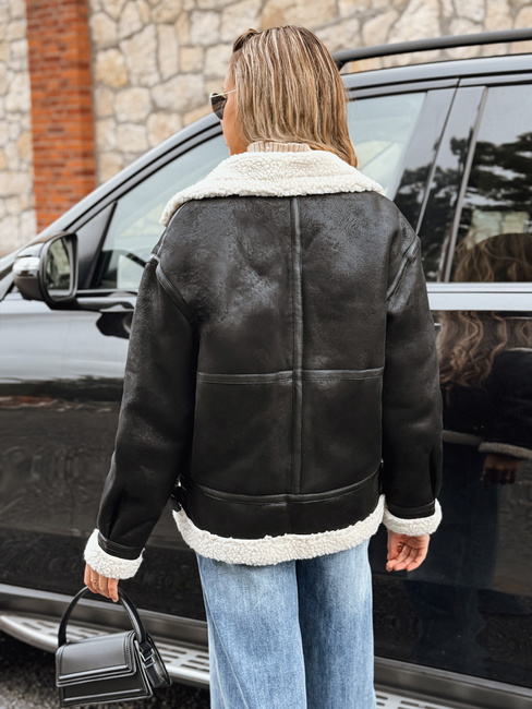Női ramones dzseki báránybőrrel fekete Dstreet TY5246