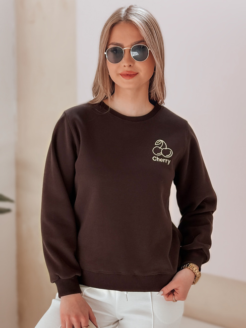 Női oversize pulóver hímzéssel CHERSOFT barna Dstreet BY1401