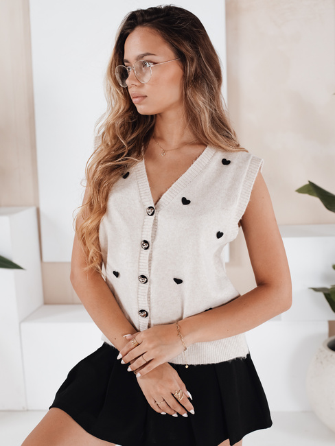 Női ujjatlan pulóver fehér Dstreet MY2520