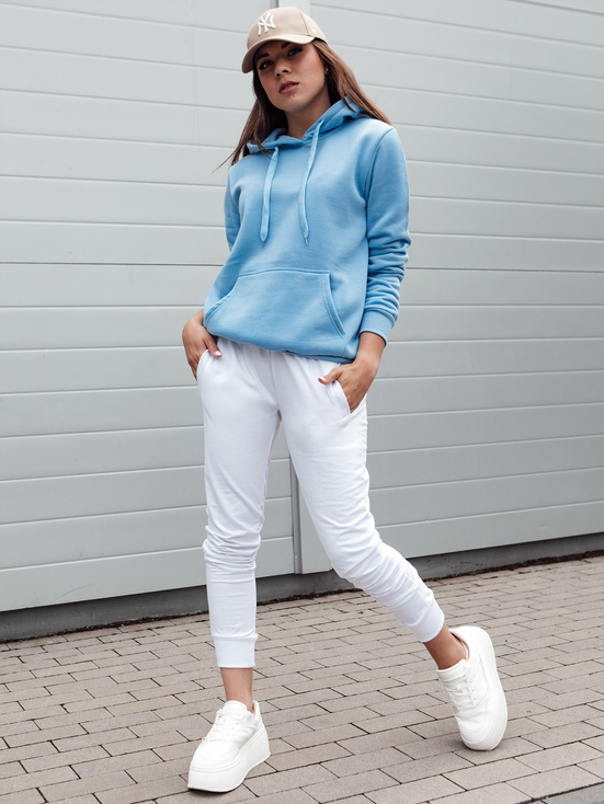 Bluza damska BASIC z kapturem jasnoniebieska Dstreet BY1331