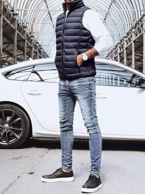 Férfi steppelt tengerészkék mellény Dstreet TX4130