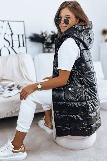 Női steppelt mellény LUCI fekete színben Dstreet TY3155