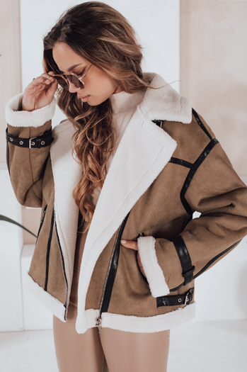 Női báránybőr dzseki barna Dstreet TY5124