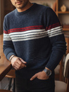 Férfi csíkos sötétkék pulóver Dstreet WX2281