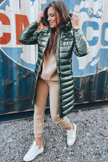 Női steppelt télikabát LESSI zöld Dstreet TY5524 TY5524