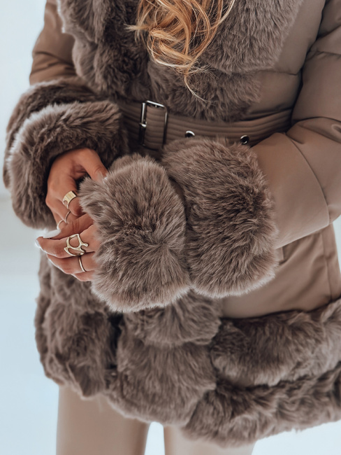 Kurtka damska zimowa CITYGLANCE z futerkiem brązowa Dstreet TY5048