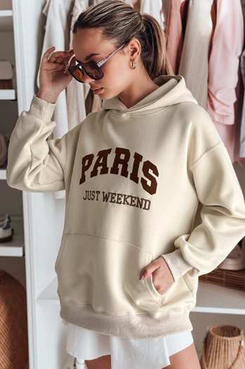 Női oversize kapucnis pulóver PARISSIA bézs Dstreet BY1457