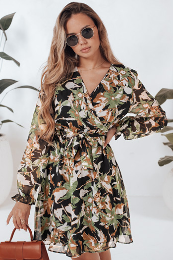 Virágos női ruhá RAMOSA Szín Fekete DSTREET EY1675