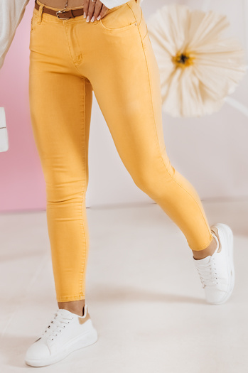 Női farmernadrág CLARET nadrág övvel szett sárga Dstreet UY2454