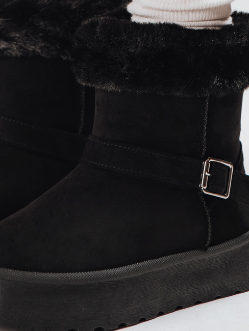 Női szarvasbőr hócsizma szőrmével fekete Dstreet ZY1273 ZY1273