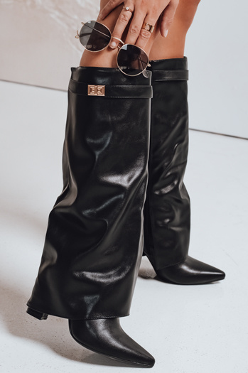 Csizma széles felsővel fekete Dstreet ZY1119 ZY1119