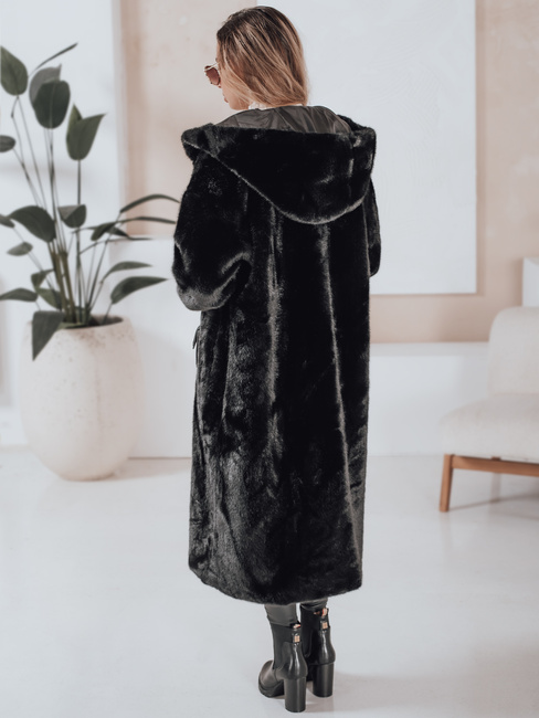HELLOCHIC női szőrme kabát hosszú fekete Dstreet TY4986