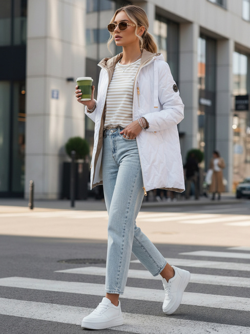 Női steppelt átmeneti kabát fehér Dstreet TY5564 TY5564