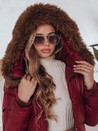 Női steppelt téli kabát szőrmével STYLEBELLA piros Dstreet TY5008
