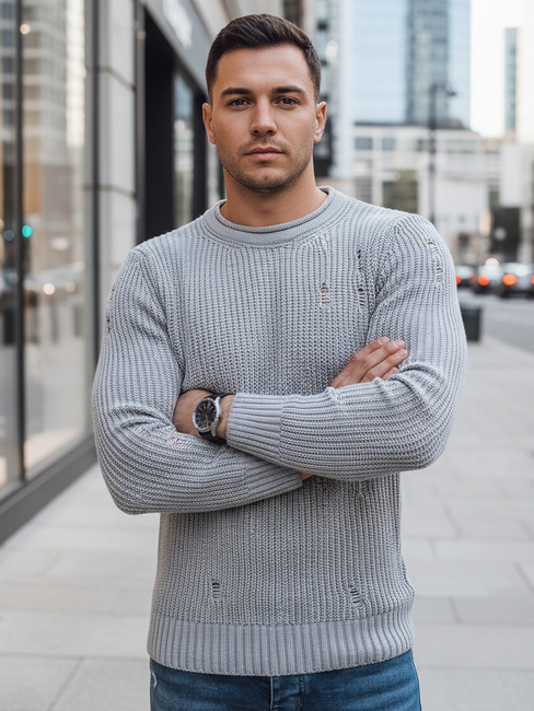 Férfi téli pulóver Szín Világoszürke DSTREET WX1989