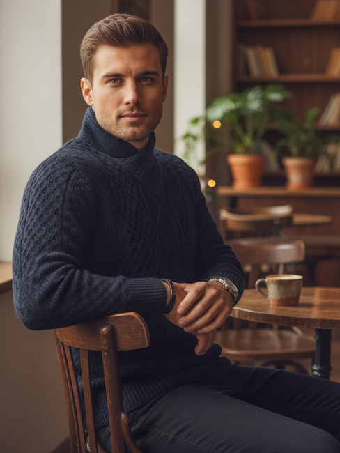 Férfi fekete pulóver Dstreet WX2253