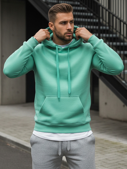 Kenguru típusú férfi pulcsi kapucnival menta színben Dstreet BX4946