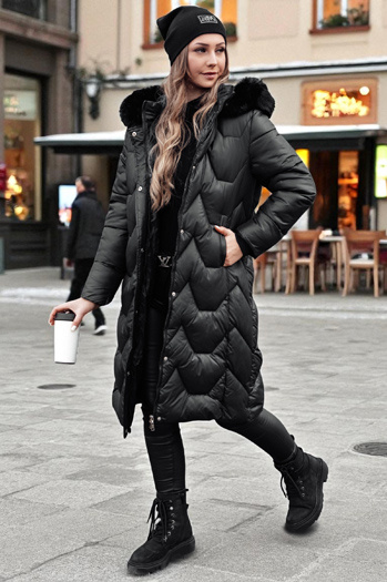 Női steppelt hosszú kabát WINTERACT fekete Dstreet TY4775