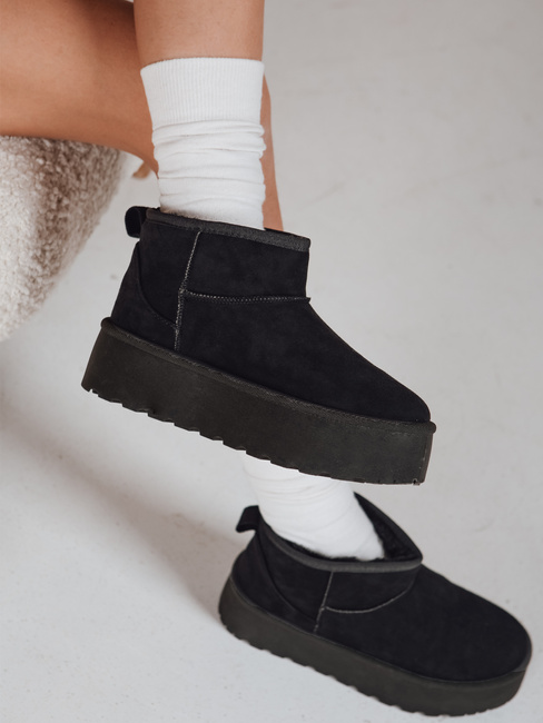 Női fekete szarvasbőr hó csizma Dstreet ZY1283