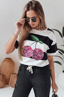 Női oversize csíkos póló SWEET DISCO fekete Dstreet RY2861
