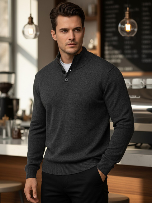 Férfi pulóver állógallérral grafit Dstreet WX2355