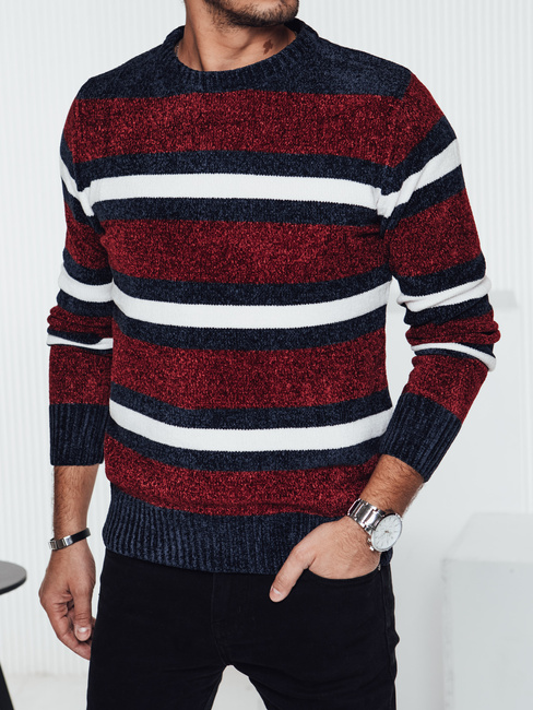 Férfi csíkos pulóver piros Dstreet WX2264