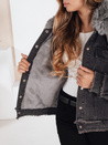 Női FURDENIM farmer dzseki műszőrmével sötétszürke Dstreet TY5185