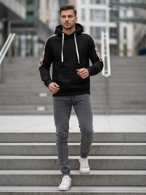 Férfi kapucnis pulóver fekete Dstreet BX5941