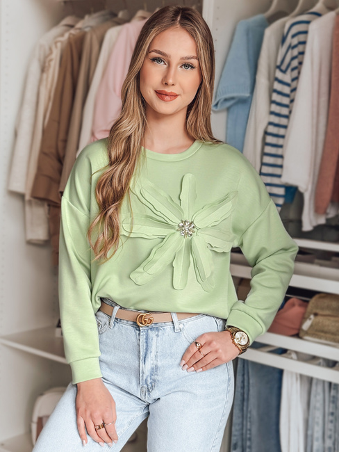 Női oversize pulóver virággal PETITKA menta Dstreet BY1389