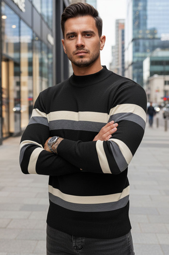 Férfi csíkos pulóver Szín Fekete DSTREET WX2127