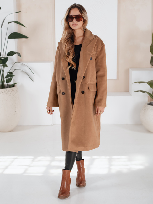 Női télikabát hosszú oversize camel Dstreet NY0766
