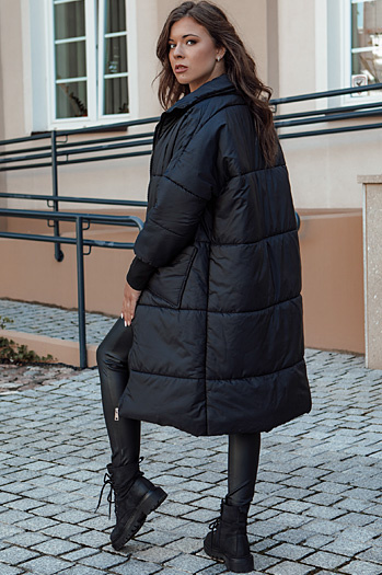 Női oversize NADIA steppelt kabát fekete Dstreet TY4542