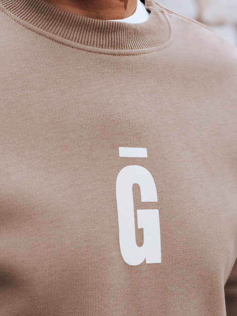 Férfi teve színű nyomtatott pulóver Dstreet BX5923