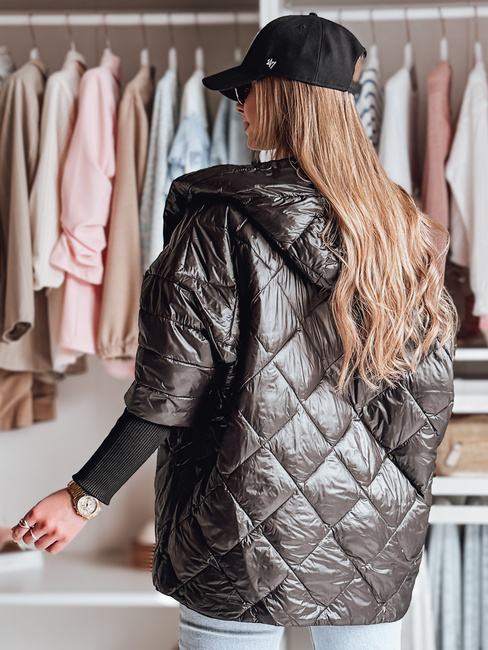 Női átmeneti steppelt oversize kabát PUFFILOF fekete Dstreet TY4855