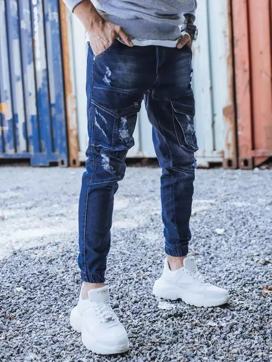 Kék férfi skinny fit farmernadrág övvel Dstreet UX3284