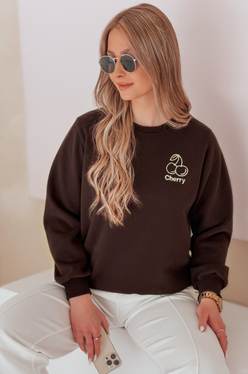 Női oversize pulóver hímzéssel CHERSOFT barna Dstreet BY1401