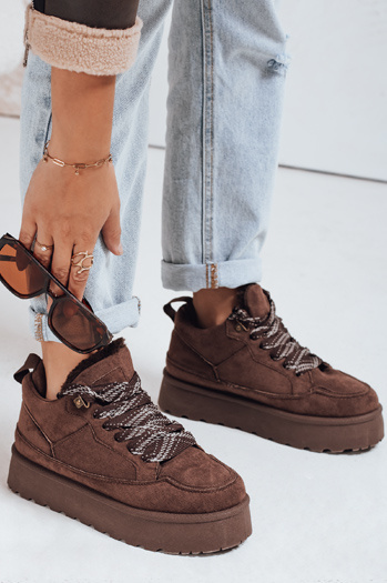 Női szőrös platform tornacipő barna Dstreet ZY1069 ZY1069