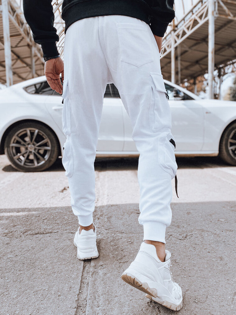 Spodnie męskie bojówki białe Dstreet UX4368