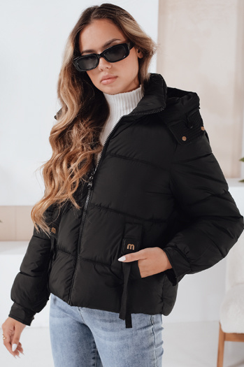 Női steppelt téli kabát kapucnival fekete Dstreet TY5064