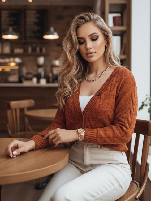 Női cipzáros pulóver NISTEL Szín Camel DSTREET MY1684