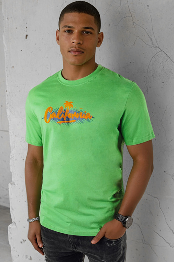 Férfi nyomtatott zöld póló Dstreet RX5373