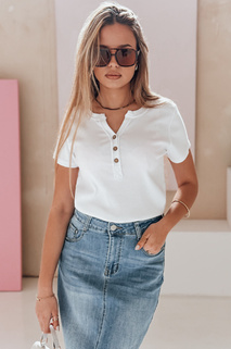 Női egyméretű bordázott blúz KISS LOOK fehér Dstreet RY2836