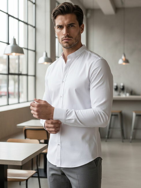 Férfi alkalmi ing álló gallérral fehér Dstreet DX2608