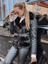 Női bőr ramones dzseki szőrmével fekete Dstreet TY5274