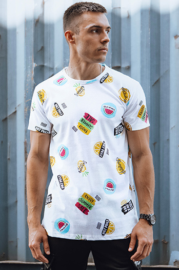 Férfi nyomtatott póló fehér Dstreet RX5613