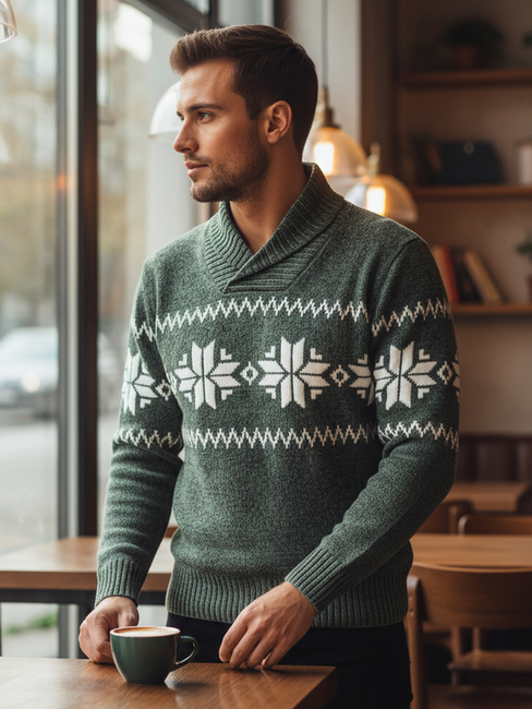 Férfi zöld pulóver Dstreet WX2270