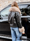 Női ramones kabát szőrmével fekete Dstreet TY5240 TY5240