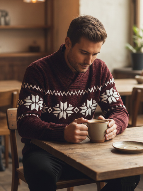 Férfi bordó pulóver Dstreet WX2271