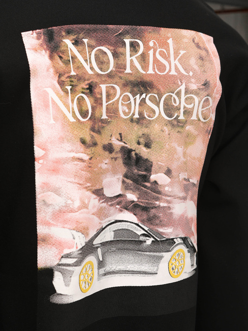 Férfi nyomtatott pulóver fekete Dstreet BX5947